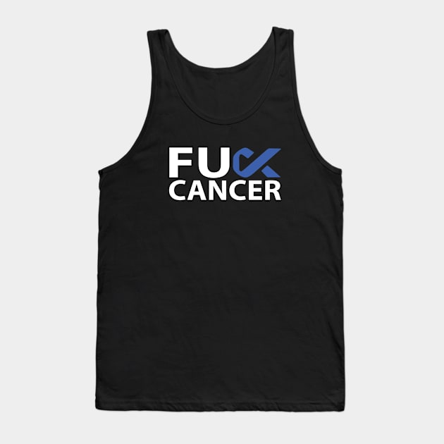 Fuck Cancer Fuck Colon Cancer Blue Ribbon Tank Top by toosweetinc